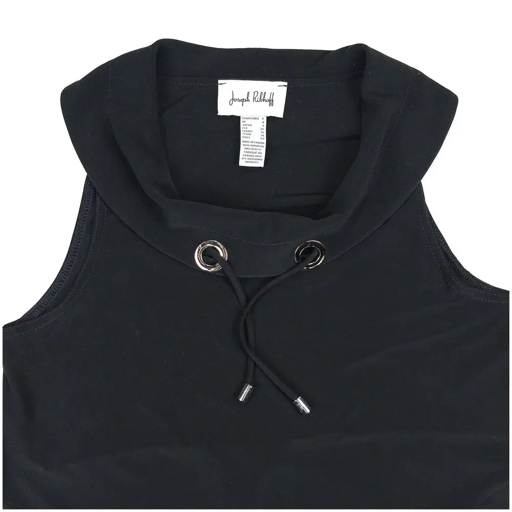 Joseph Ribkoff Sleeveless Cowl Neck Tunic Womens 6 Black A-Line Pockets